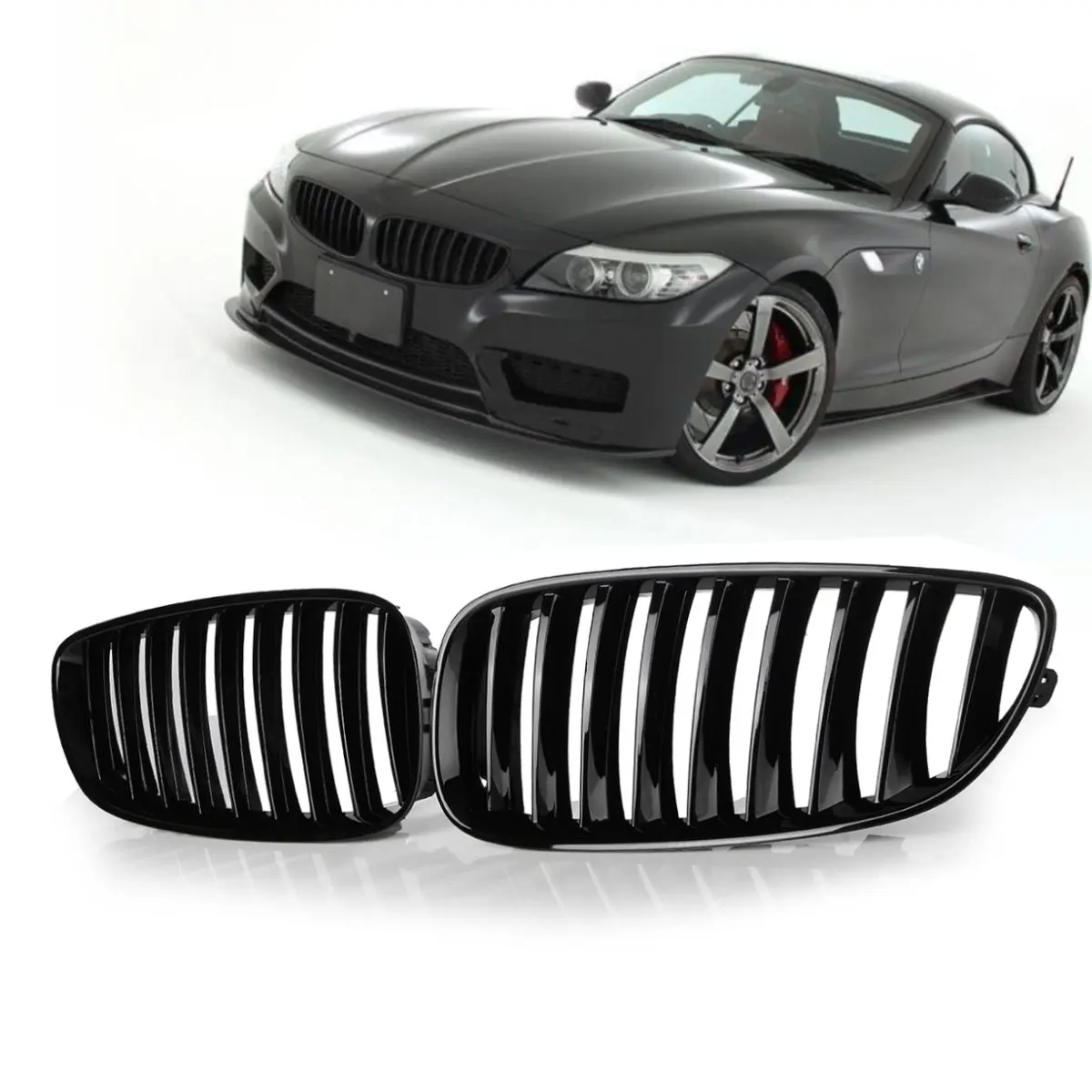 Pair Gloss Black Front Mesh Grilles (Left & Right) for BMW Z4 E89 2008 ...