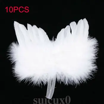 

10 pcs Chic Hanging Angel White Feather Wing Christmas Tree Decoration Ornament Wedding Party Decor Movies Photo Props