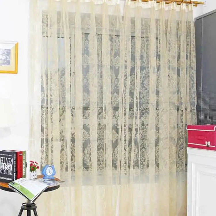 

1pc Jacquard Floral Design Window Curtain Sheer For Bedroom Tulle Fabric Curtain Living Room Modern
