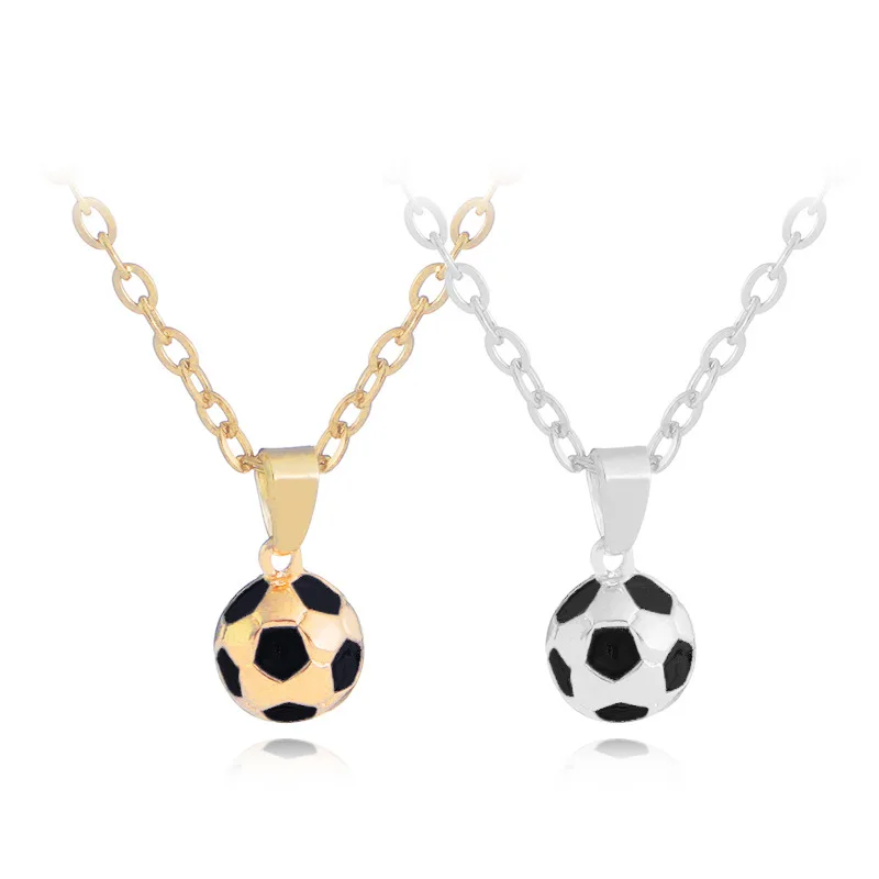 

Football World Cup Gold/Silver Color Football Pendant Chain Necklace Men Women Personalized Creative Jewelry