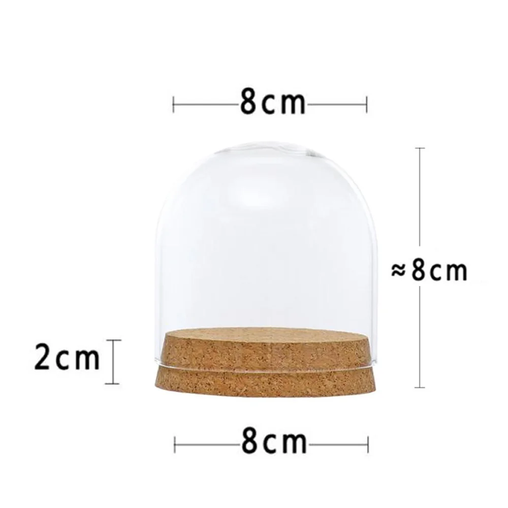 Стеклянная крышка купола для цветов, ваза для суккулентов, деревянная пробка, декор стола, сделай сам - Цвет: 8x8cm