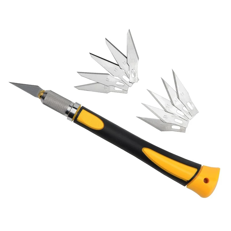 Профессиональная модель ножа Нескользящая ручка с 11 шт SK5 лезвия для резьбы по дереву инструменты фруктовая еда ремесло скульптурный гравировальный нож
