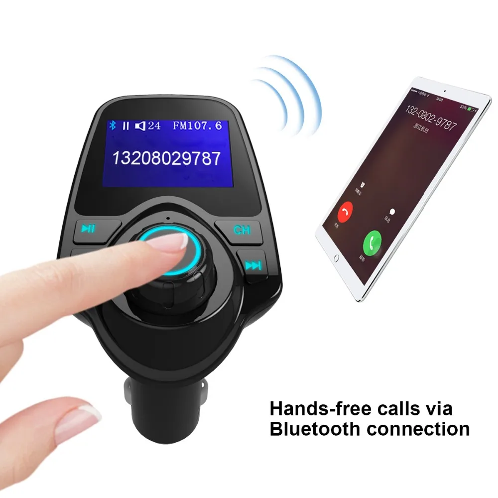 

FM Transmitters Multifunction Bluetooth Car Kit with USB MP3 Player Flash Drives TF Radio Transmitter with LCD Display USB Mic