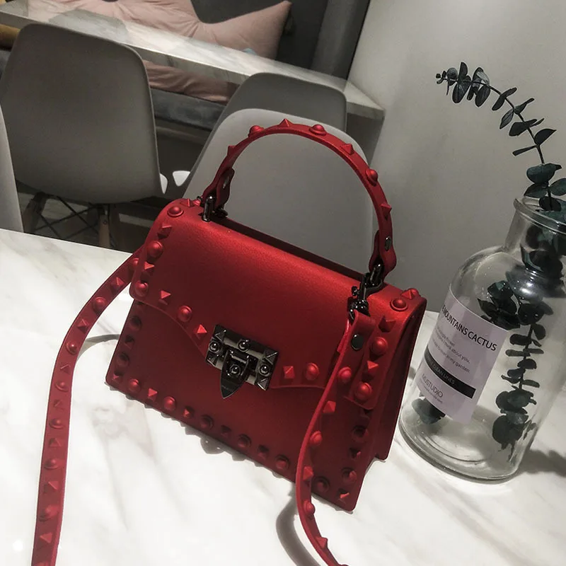 

jelly bag spring and summer 2018 rivet small flap bag with metal buckle lady shoulder bag