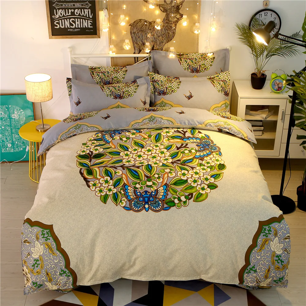 

4pcs Wedding Bedding Set With Duvet Cover Bed Sheet Pillowcase Children Girls Kids Cotton Bed Linen Set Queen Double Twin Size