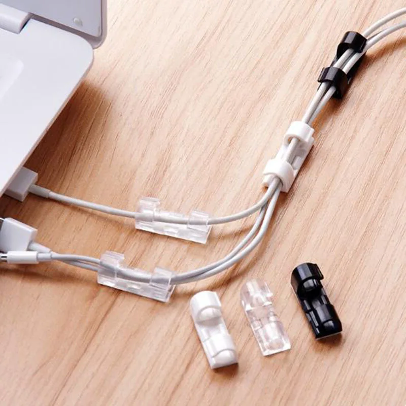 20pcs Cable Drop Clip Desk Wire Tidy Organiser Cord Lead USB Charge Holder Fixer