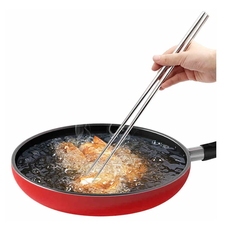 Stainless Steel Long Handle Cooking Chopsticks Heat Proof Clip Hot Pot