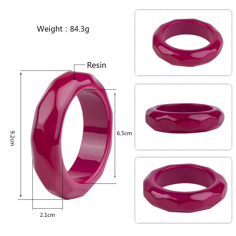 Classic Resin Cuff Bracelets Bangles for Women New Fashion Colorful Blue Acrylic Wide Bracelet Female Simple Charm Party Jewelry (5)