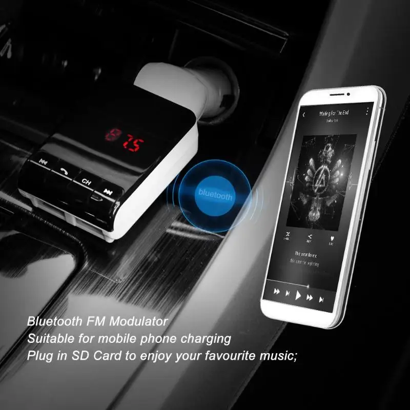 1 шт. белый ЖК-дисплей Bluetooth fm-передатчик модулятор Hands-Free Car Kit стерео MP3-плееры USB Зарядное устройство с Дистанционное управление Лидер продаж