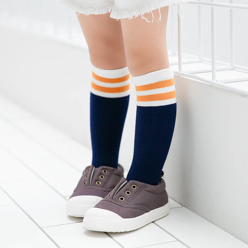 Гольфы для маленьких мальчиков и девочек Хлопковые гольфы детские От 1 до 5 лет теплые гетры, носки для маленьких девочек весенне-осенние носки в полоску