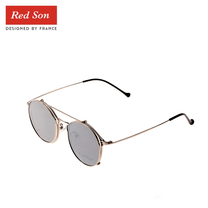 

Red Son Fanshion Pumk Style Sunglasses Women Men Brand design Polarized Clip On Lens Removable Sun Glasses UV400 Alloy Frame