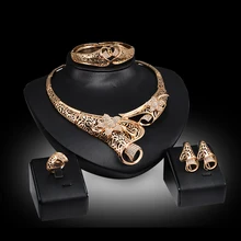Африканские бусины преувеличены австрийский кристалл ожерелье серьги браслет кольцо для женщин вечерние свадебные ювелирные изделия из чистого золота наборы