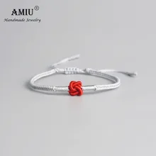 AMIU тибетский буддийский счастливый амулет красные узлы тибетские браслеты и браслеты для женщин и мужчин ручной работы веревка счастливый подарок браслет