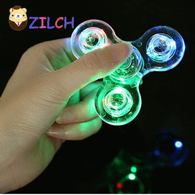 

LED Colorful Night Light Transparent Crystal Fidget Finger Spinner Hand Spinner Gyro EDC ADHD Rotation Time Long Anti Stress