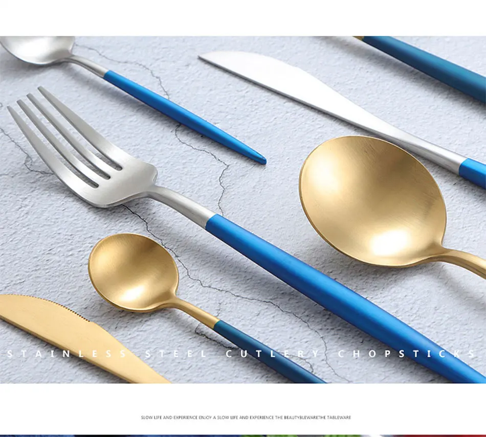 Luxury 304 Stainless Steel Tableware Set Black Rose Gold European Western Food Dinnerware Sets knife Forks Black Cutleries 4pc (18)