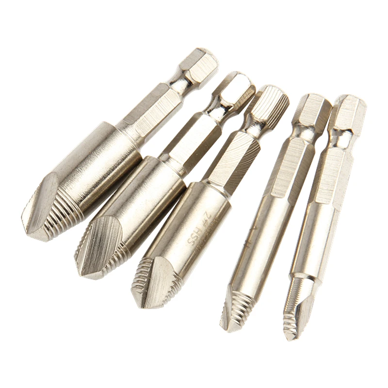 5Pcs Screw Extractor Drill Bits Screwdriver Set 1/4" HSS Broken Damaged Bolt Remover Easy Out