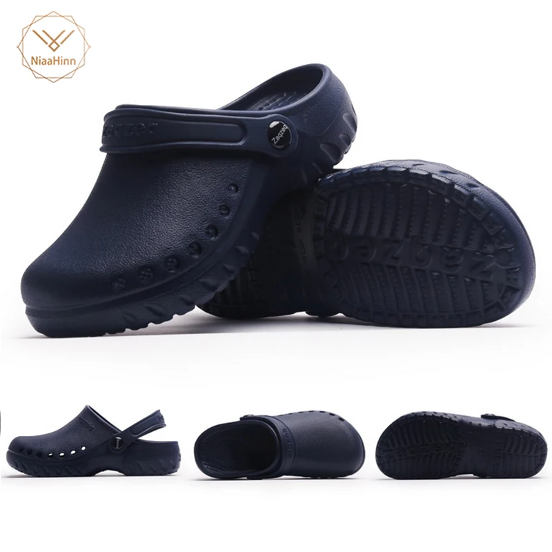

New Men's Chef Kitchen Working Slippers Garden Shoes Summer Breathable Beach Flat With Shoes Mules Clogs Men EVA 2018