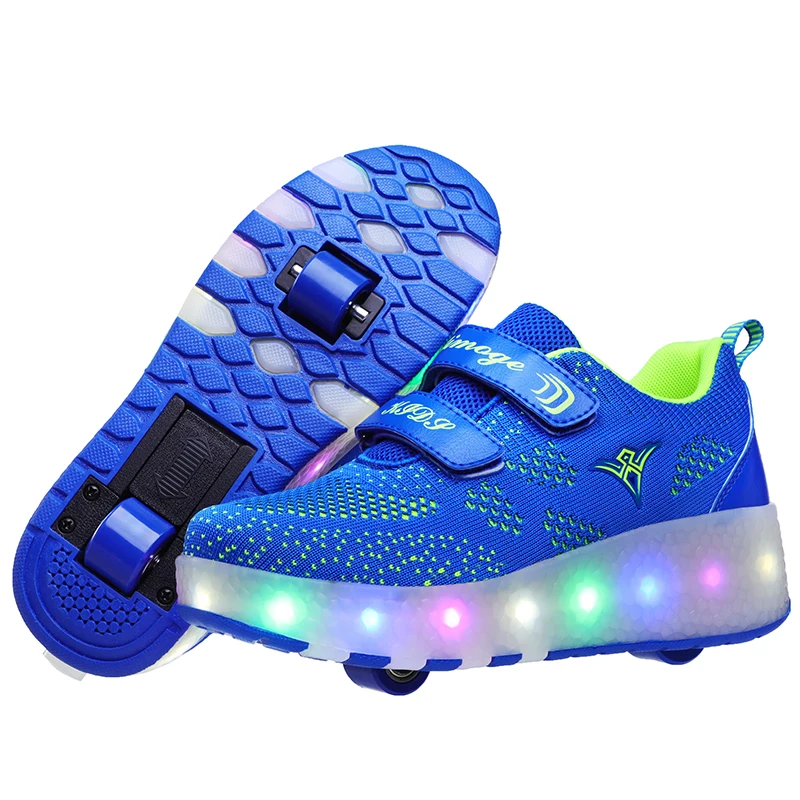 Heelys 2019 Новый USB зарядка светодиодный Красочные Дети Мода кроссовки с два колеса