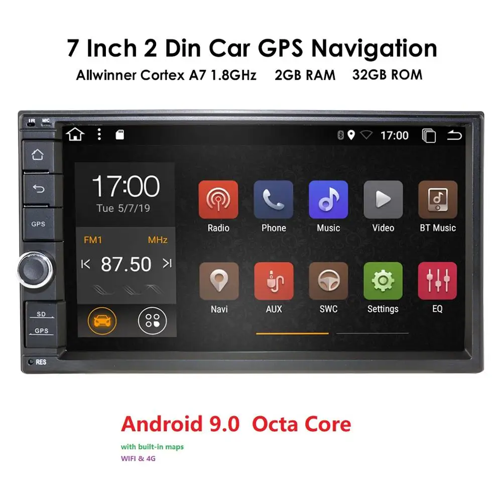 7 дюймов Android 9,0 Octa Core универсальный автомобильный DVD плеер с 2G Оперативная память 32G Встроенная память Bluetooth 4,0 Зеркало Ссылка DAB+ RDS для Nissan