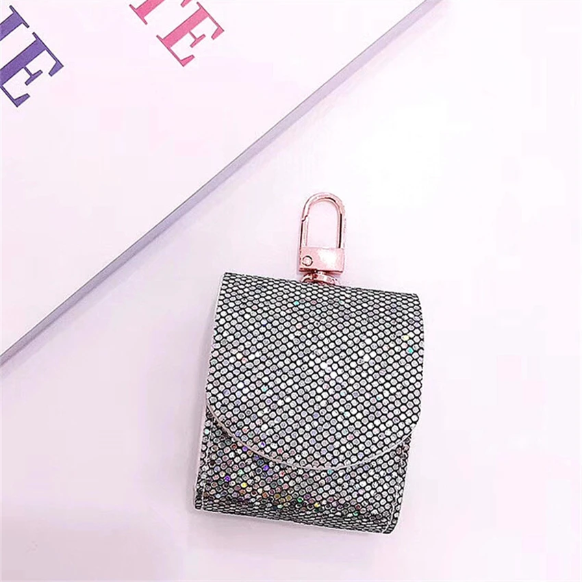 PINK LIPS Sequin Bling Case Earphones For Apple Airpods Bluetooth Wireless Earphone Protective Skin Cover For AirPods Ear Bag (2)_