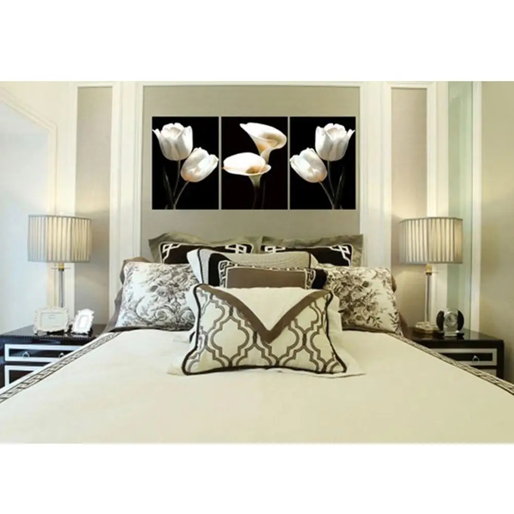 TPFOCUS 3pcs Flower Wall Painting Hanging Decoration Print Cavas for Home Background Paint