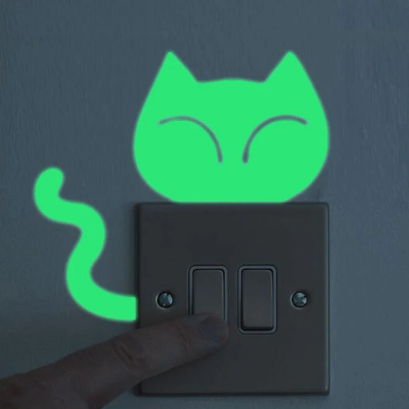 1PCS Glowing Cute Stickers Night Light Kawaii Multi Card Cartoon Green Creative Sticker Custom Stickers Material escolar Loop