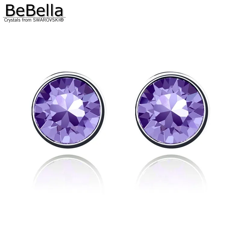 Женские серьги гвоздики с круглым кристаллом BeBella 7 мм кристаллы Сваровски