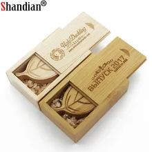 SHANDIAN деревянное дерево+ коробка флеш-накопитель Подарочный флеш-накопитель 64 ГБ 32 ГБ 16 ГБ 8 ГБ 4 ГБ Флешка USB 2,0 U диск usb флеш-накопитель
