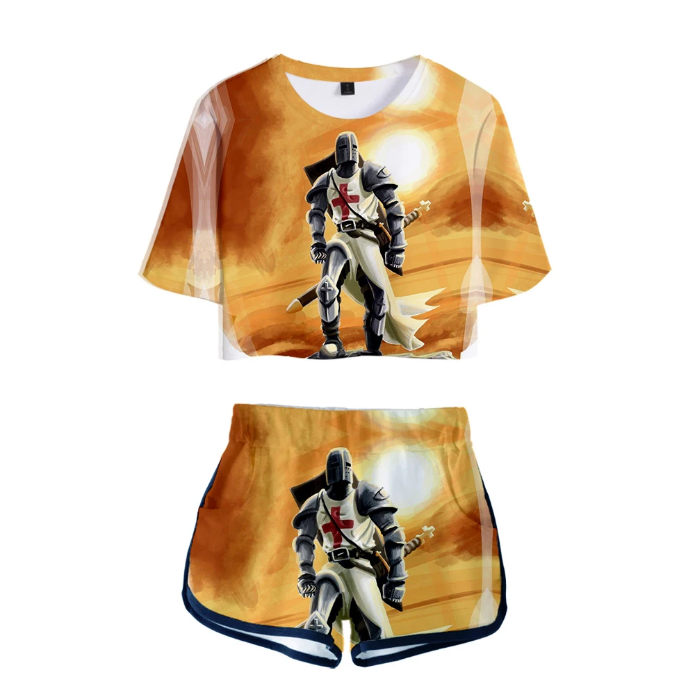 

Knights Templar 2019 Kpop New 3D style two-piece Fashion HIP HOP umbilical shirt women's fashion casual Cool summer fashion set
