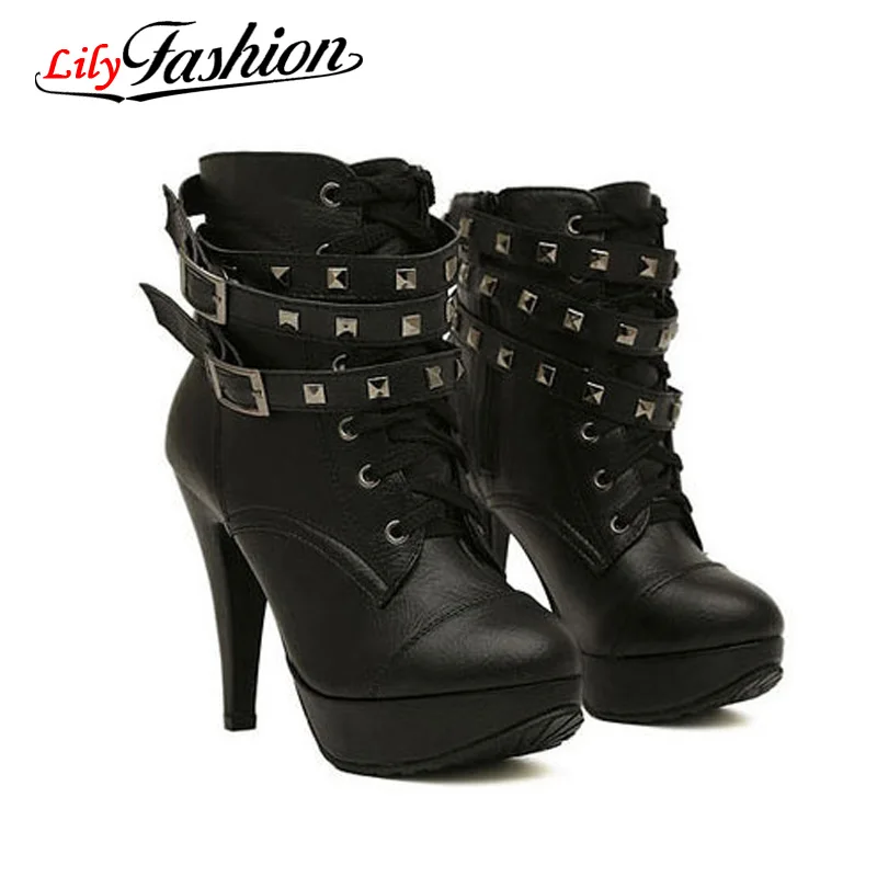 women's lace up moto boots