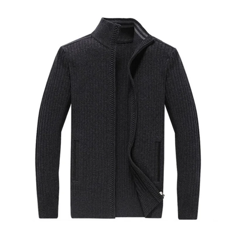 

New fashion sweater men knit cardigan XL thick casual sweater coat casual solid color high collar autumn and winter sweater coat