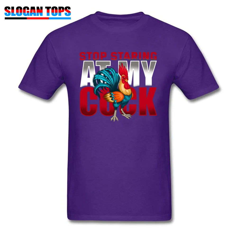Street Crewneck T Shirts Summer/Fall Tops Shirts Short Sleeve Brand New Pure Cotton Leisure Tops Shirts comfortable Men's Stop Staring At My Cock Funny Chicken 9331 purple