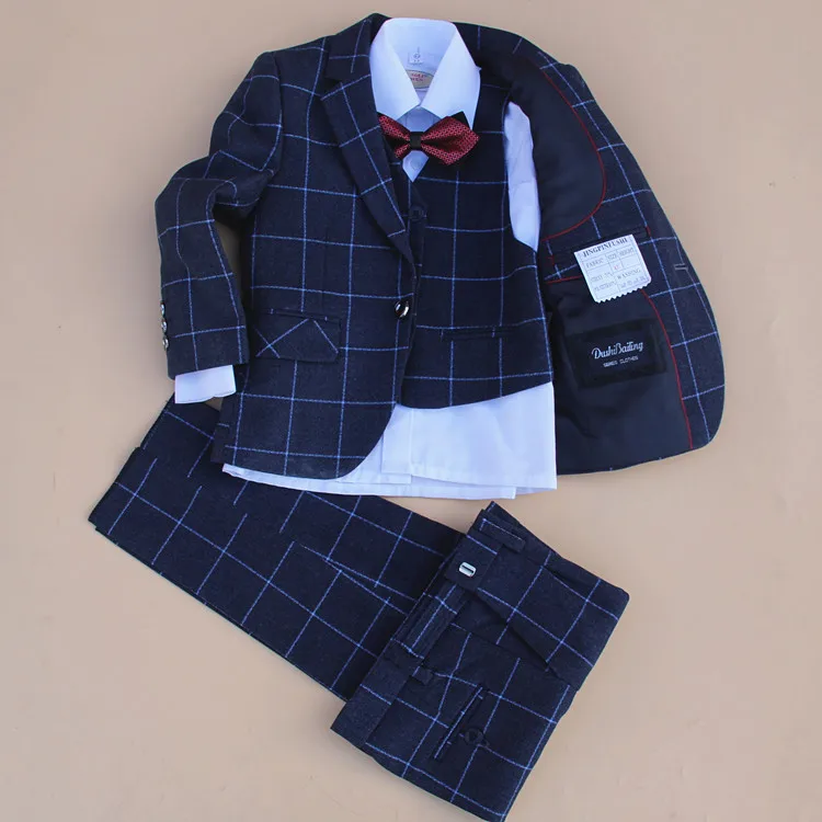 Комплект из 4 предметов высокого качества: куртка+ жилет+ штаны+ галстук-бабочка, детский деловой костюм, Свадебный блейзер для мальчиков, костюм с платьем, размер 2-1 2 года