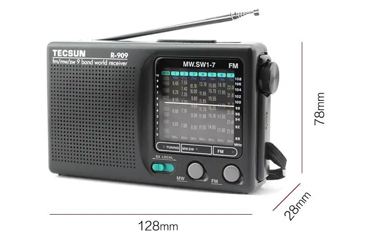 Оригинальный Tecsun R 909 R909 радио FM / MW SW 9 Диапазонный приемник слов портативное tecsun