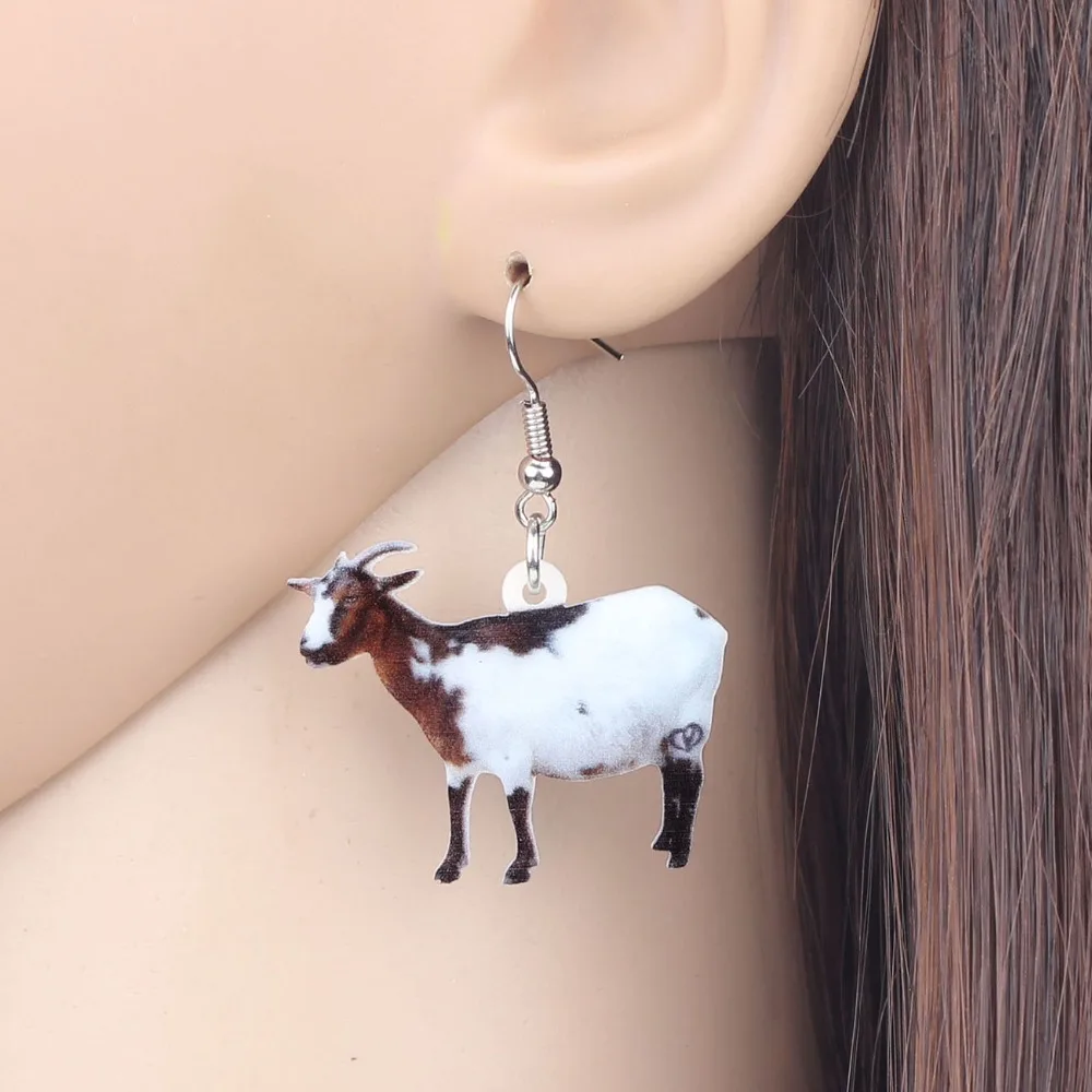 Bonsny Acrylic Black White Goat Earrings Drop Dangle Fashion Animal Pet Jewelry For Women Girls Teens Gift Party Accessories - Image 4