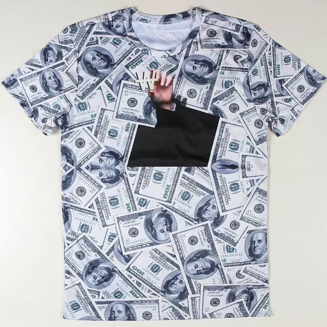 Novelty Money Man Tee Shirt Dollars Printing O Neck t shirt Cool