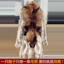 Зима 2018 Для женщин высокое качество Рекс кролик волос натуральный Мех животных отложной воротник пальто средней длины Женская зимняя
