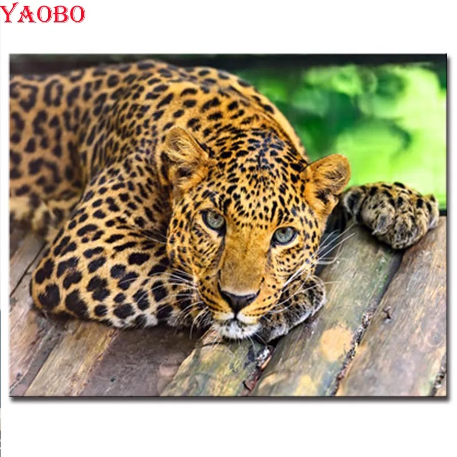 Полностью квадратная и круглая алмазная живопись сделай сам животное леопард 3D