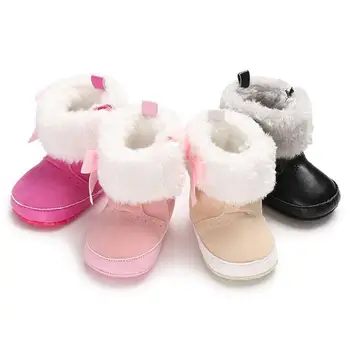 

Winter Snow Boots Baby Shoes Warm Female Shoes Soft Bottom Plus Velvet Warm Baby Shoes 0-1 Years Old For Baby Girl Clothing