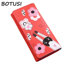 BOTUSI Flower Cat Ladies Wallets Leather Women Long Purse Hasp Wallet Money Bag Cards Purse Lady Clutch Coin Purses Photo Holder BOTUSI Flower Cat Ladies Wallets Leather Women Long Purse Hasp Wallet Money Bag Cards Purse Lady Clutch Coin Purses Photo Holder