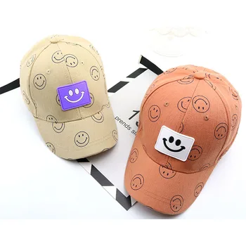 

2018 New Baby boy and girl hats Children's baseball caps Epoxy smiley printed cartoon baby hat Spring new fresh hat cap beanies