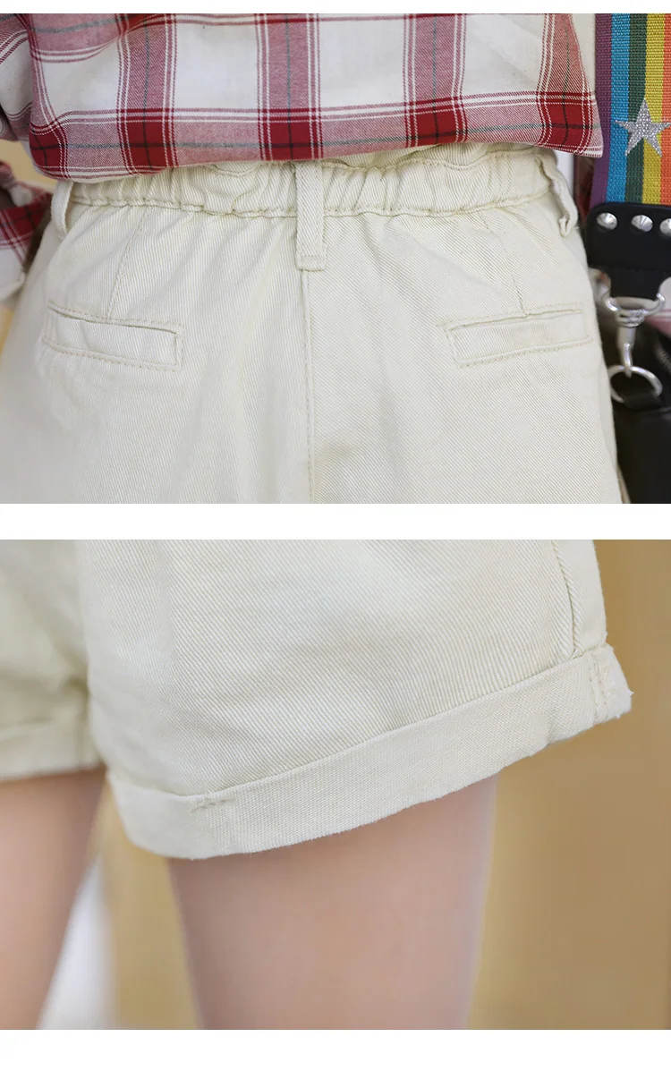 Эластичный пояс широкую ногу джинсовые короткие штаны Для женщин летом складки Высокая Талия 2018 Мода Повседневное Свободные мешковатые