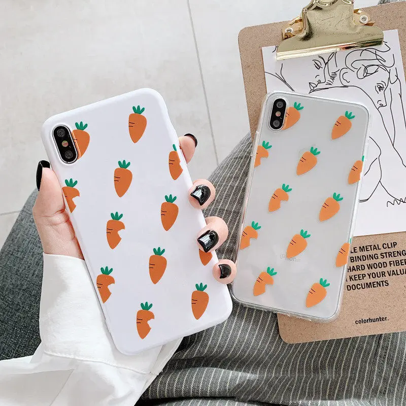 

Korean star with the same radish phone case For iphone XS MAX XR X soft cute TPU For iphone 6 6s 7 8plus fashion back shell