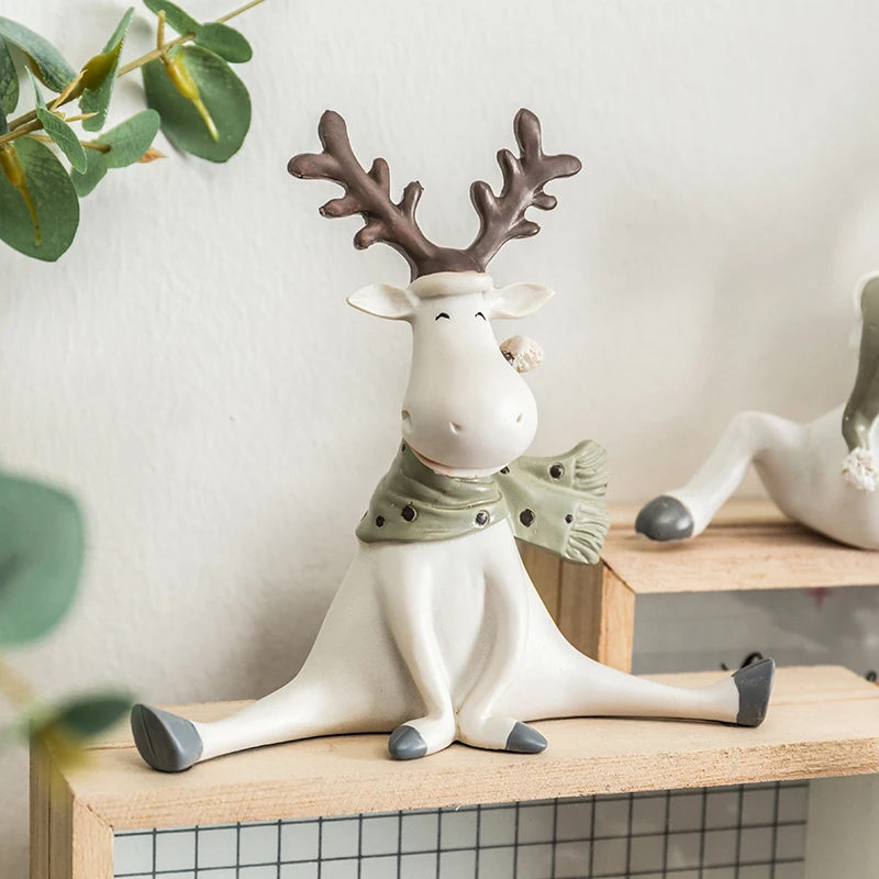 

Europe resin Deer ornament Originality Lovely miniature figurines tabletop Crafts Living room home decoration accessories