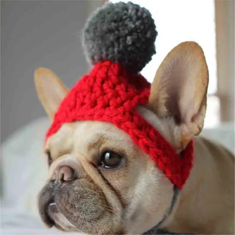 Милая Линия мяч форма домашнее животное кошка собака карнавальный костюм наряды для бульдога зима теплая собака смешная кошка шляпа для животных Кепка - Цвет: Красный