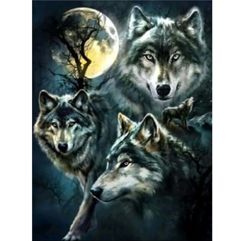 

5D DIY diamond painting full moon wolves full square round diamond embroidery handmade mosaic picture home decor children gift