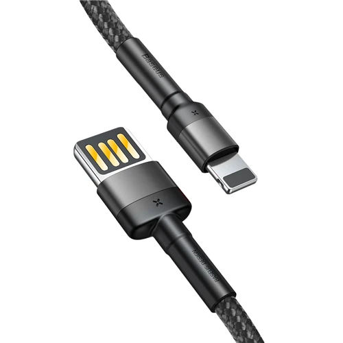 Baseus, USB кабель для iPhone 11, XR, XS, Max, 8, 7 Plus, USB кабель для зарядного устройства, 2.4A, быстрая зарядка, Реверсивный USB кабель, кабель для синхронизации данных, провод - Цвет: Grey Black