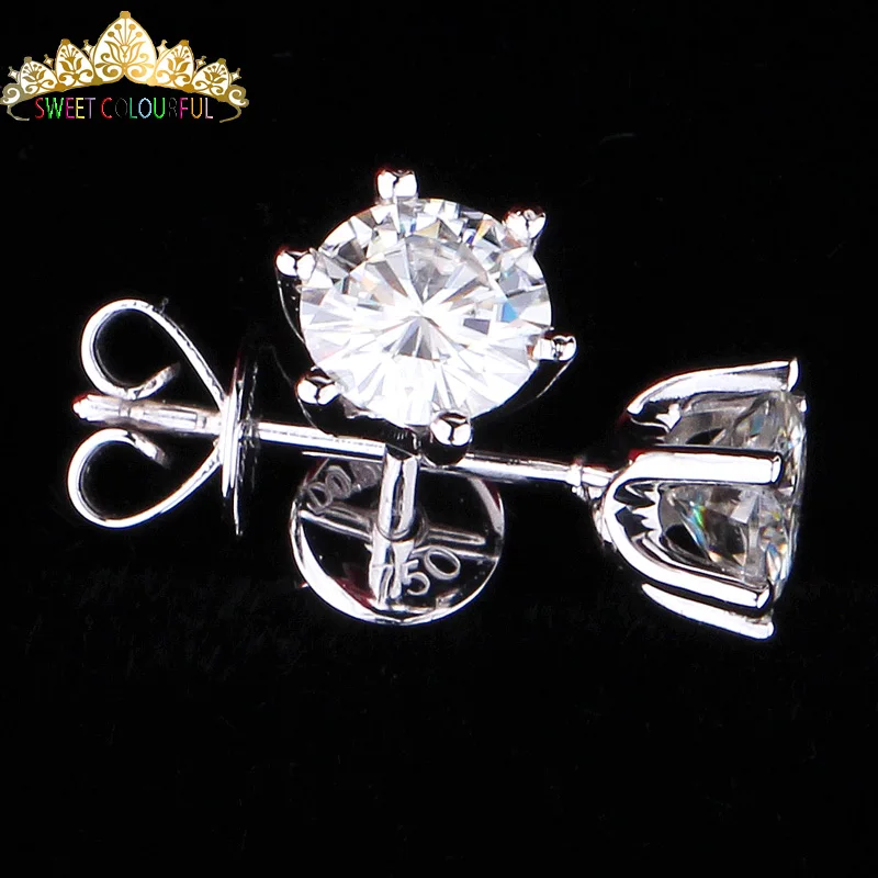 

18K White Gold A pair of Earrings 1CT D Color Moissanite Earrings For Women M-0.1