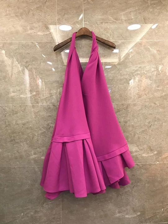

Summer 2019 New Women's Sleeveless Dress 619 with Pure and Irregular Cut Lotus Leaf Side Neck
