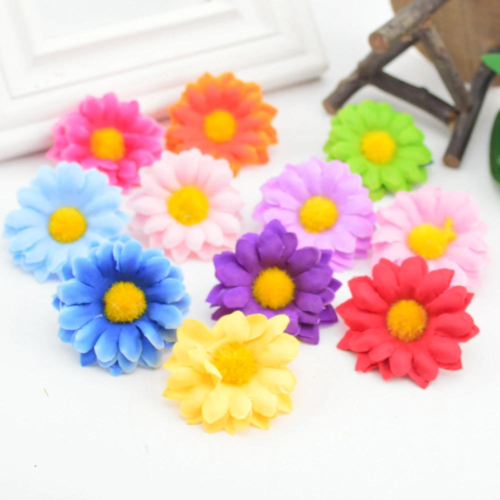30pcs Small Silk Sunflower Handmake Artificial Flower Head Wedding Decoration DIY Wreath Gift Scrapbooking Craft Fake | Дом и сад